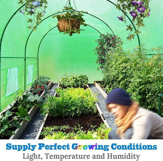 Alt view image 2 of 7 - YardGrow 20' x10' x7' Tunnel Greenhouse Large Greenhouse Walk in Outdoor Plant Gardening Hot Greenhouse w/ Roll-up Zippered Entry Door and 8 Roll-up Side Windows