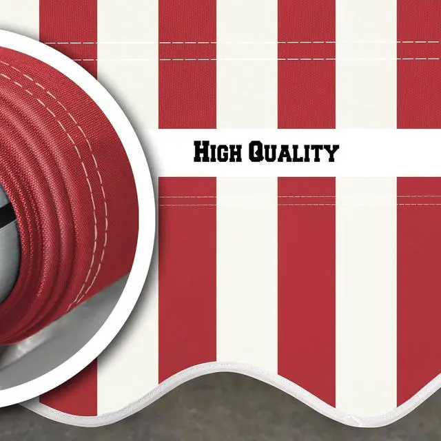 Alt view image 7 of 7 - YardGrow Retractable Awning Fabric Replacement Outdoor Sunshade Canopy Awning Cover for 8' x 6.5' Awning, Canopy ONLY (Red with White)