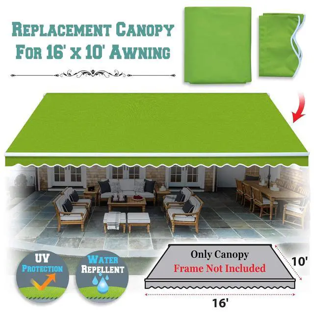 Alt view image 2 of 7 - YardGrow Retractable Awning Fabric Replacement Outdoor Sunshade Canopy Awning Cover for 16' x 10' Awning, Canopy ONLY (Apple Green)