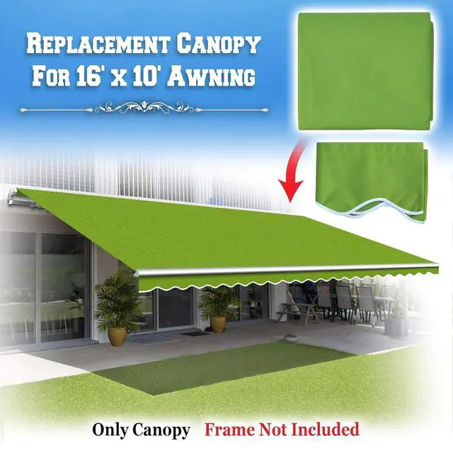 Alt view image 3 of 7 - YardGrow Retractable Awning Fabric Replacement Outdoor Sunshade Canopy Awning Cover for 16' x 10' Awning, Canopy ONLY (Apple Green)