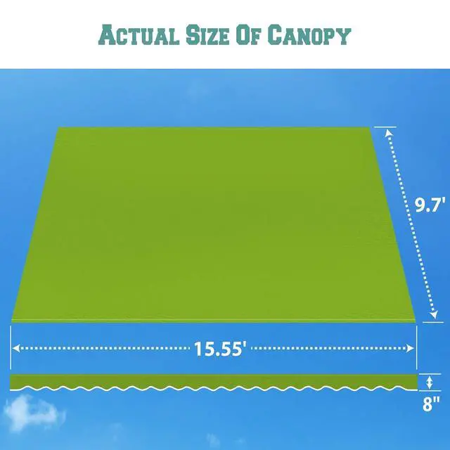 Alt view image 4 of 7 - YardGrow Retractable Awning Fabric Replacement Outdoor Sunshade Canopy Awning Cover for 16' x 10' Awning, Canopy ONLY (Apple Green)