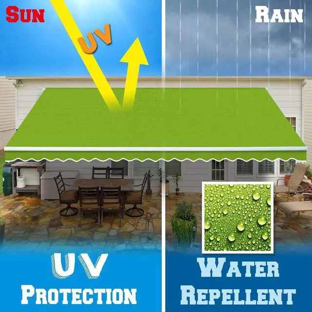 Alt view image 5 of 7 - YardGrow Retractable Awning Fabric Replacement Outdoor Sunshade Canopy Awning Cover for 16' x 10' Awning, Canopy ONLY (Apple Green)