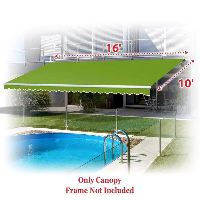 Alt view image 6 of 7 - YardGrow Retractable Awning Fabric Replacement Outdoor Sunshade Canopy Awning Cover for 16' x 10' Awning, Canopy ONLY (Apple Green)