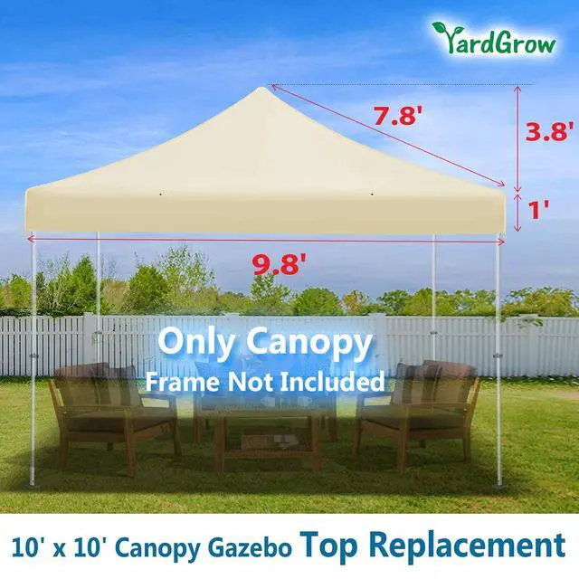 Alt view image 2 of 4 - Yardgrow Replacement Canopy for 10'x10' Ez POP UP Tent Instant Gazebo Polyester Cover ONLY(Frame is not Included) (Ecru)