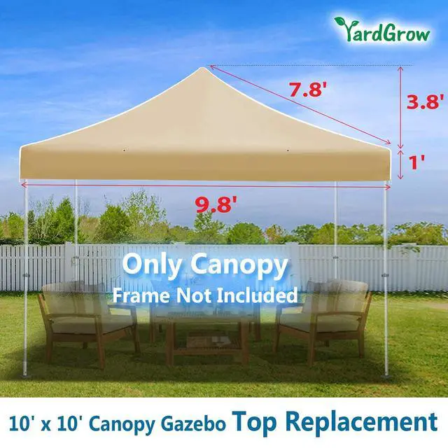 Alt view image 2 of 4 - Yardgrow Replacement Canopy for 10'x10' Ez POP UP Tent Instant Gazebo Polyester Cover ONLY(Frame is not Included) (Beige)