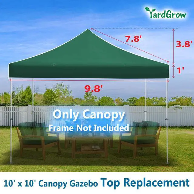 Alt view image 2 of 4 - Yardgrow Replacement Canopy for 10'x10' Ez POP UP Tent Instant Gazebo Polyester Cover ONLY(Frame is not Included) (Green)