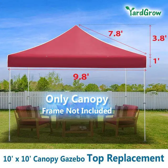 Alt view image 2 of 4 - Yardgrow Replacement Canopy for 10'x10' Ez POP UP Tent Instant Gazebo Polyester Cover ONLY(Frame is not Included) (Burgundy)