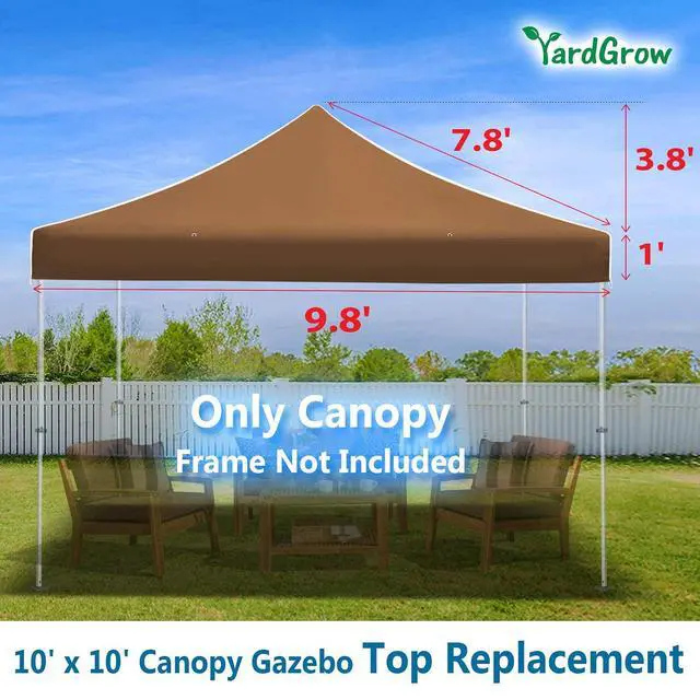 Alt view image 2 of 4 - Yardgrow Replacement Canopy for 10'x10' Ez POP UP Tent Instant Gazebo Polyester Cover ONLY(Frame is not Included) (Brown)