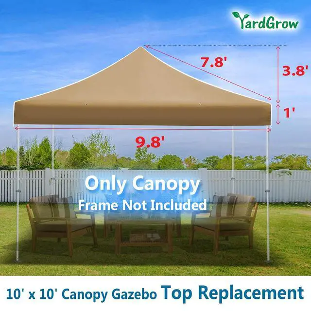 Alt view image 2 of 4 - Yardgrow Replacement Canopy for 10'x10' Ez POP UP Tent Instant Gazebo Polyester Cover ONLY(Frame is not Included) (TAN)