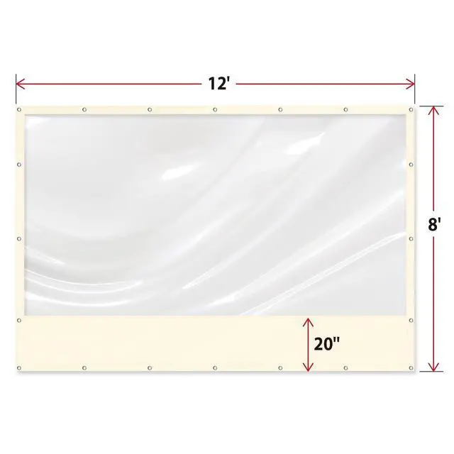 Alt view image 5 of 7 - YardGrow 12'x8' Heavy Duty Clear PVC Tarp Waterproof Clear Tarp Curtain Patio Panel with Grommets for Indoor/Outdoor (Ecru)
