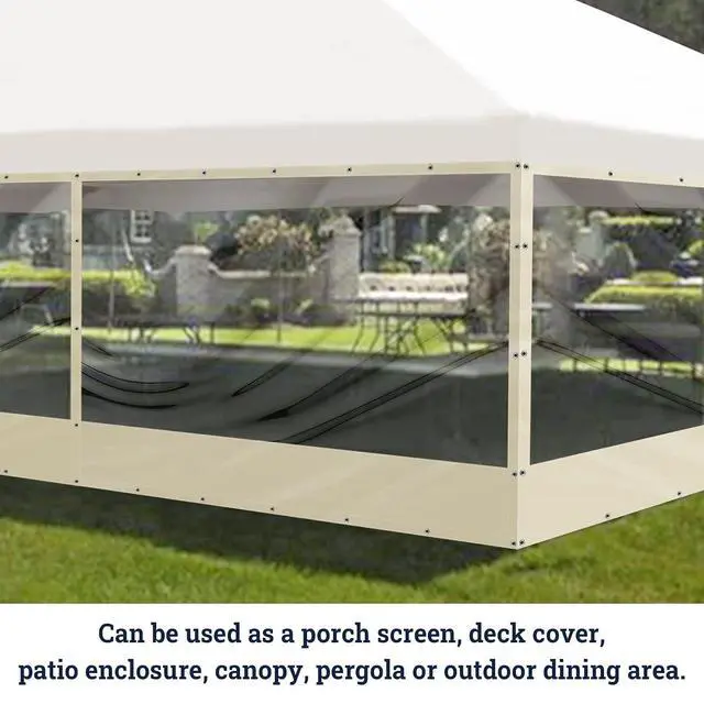 Alt view image 4 of 7 - YardGrow 12'x8' Heavy Duty Clear PVC Tarp Waterproof Clear Tarp Curtain Patio Panel with Grommets for Indoor/Outdoor (Ecru)