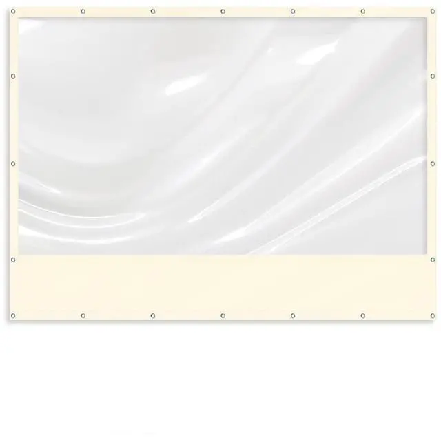 Main image of YardGrow 12'x8' Heavy Duty Clear PVC Tarp Waterproof Clear Tarp Curtain Patio Panel with Grommets for Indoor/Outdoor (Ecru)