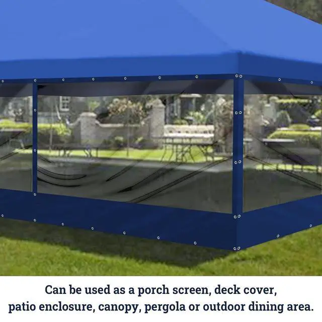 Alt view image 4 of 7 - YardGrow 12'x8' Heavy Duty Clear PVC Tarp Waterproof Clear Tarp Curtain Patio Panel with Grommets for Indoor/Outdoor (Blue)
