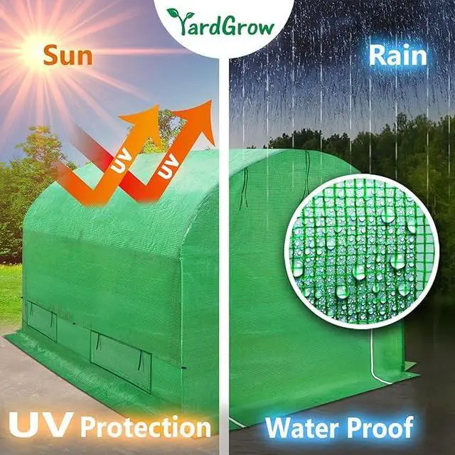 Alt view image 6 of 7 - YardGrow Greenhouse Replacement Cover Larger Walk in Outdoor Plant Gardening Greenhouse, Cover ONLY, Frame Does NOT Included (Green, 10x7x6 FT)