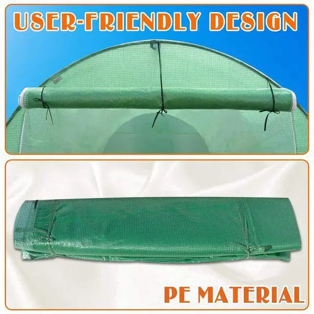 Alt view image 5 of 7 - YardGrow Greenhouse Replacement Cover Larger Walk in Outdoor Plant Gardening Greenhouse, Cover ONLY, Frame Does NOT Included (Green, 10x7x6 FT)