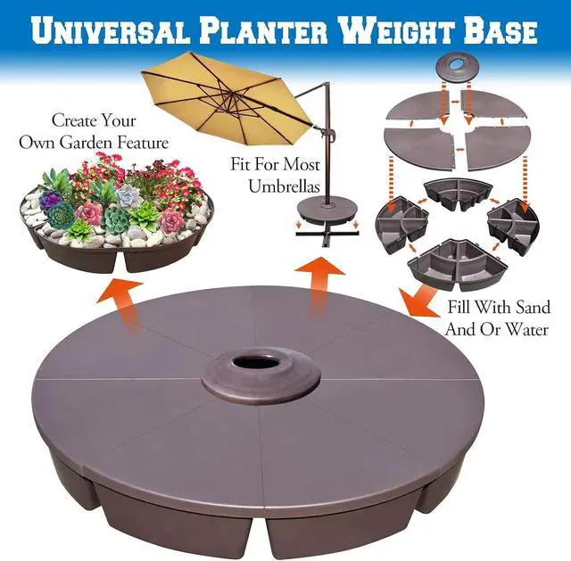 Alt view image 2 of 7 - YardGrow Patio Umbrella Stand Base for Outdoor Offset Umbrella Heavy Duty Weights Round Base Water or Sand Refillable Plate Set, 4-Piece