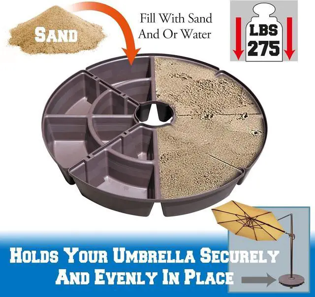 Alt view image 3 of 7 - YardGrow Patio Umbrella Stand Base for Outdoor Offset Umbrella Heavy Duty Weights Round Base Water or Sand Refillable Plate Set, 4-Piece