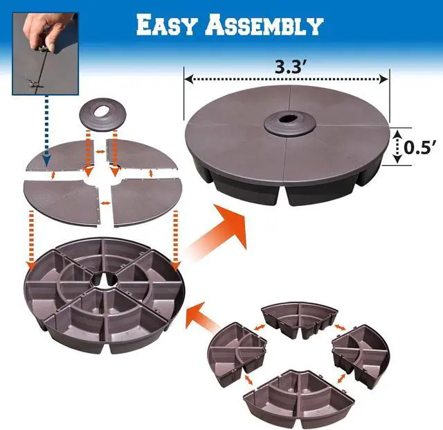 Alt view image 4 of 7 - YardGrow Patio Umbrella Stand Base for Outdoor Offset Umbrella Heavy Duty Weights Round Base Water or Sand Refillable Plate Set, 4-Piece