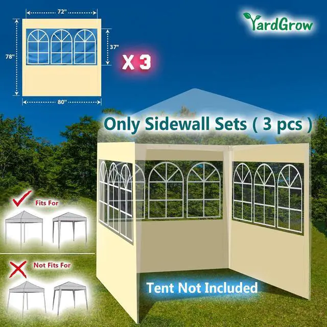 Alt view image 2 of 7 - YardGrow 3-Pack Sidewall Gazebo Pop Up Tent Sidewall Canopy with Window