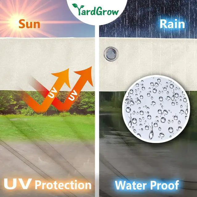 Alt view image 5 of 7 - YardGrow 20'x8' Heavy Duty Clear Tarp Curtain Waterproof Clear PVC Tarp Patio Panel with Grommets for Indoor/Outdoor (Ecru)