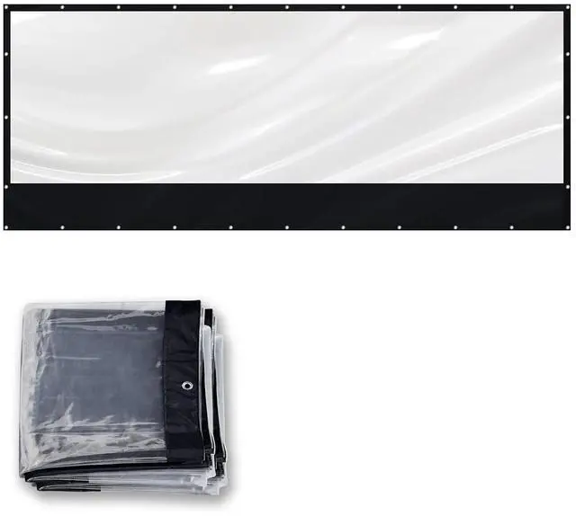 Main image of YardGrow 20'x8' Heavy Duty Clear Tarp Curtain Waterproof Clear PVC Tarp Patio Panel with Grommets for Indoor/Outdoor (Black)