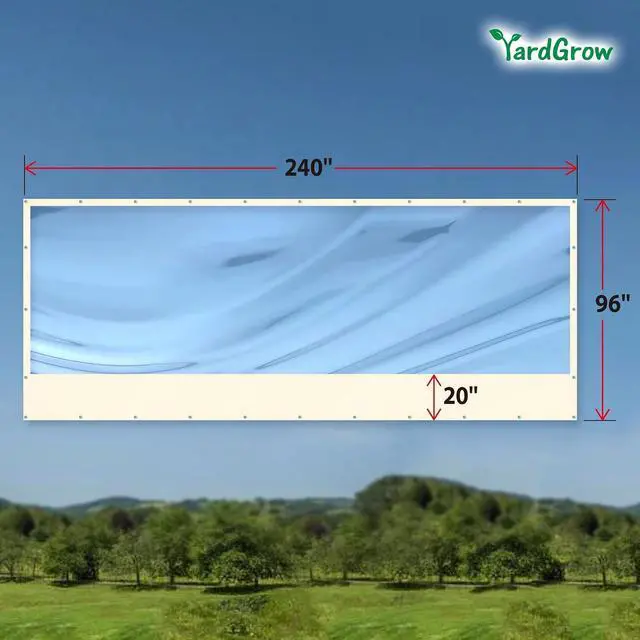 Alt view image 4 of 7 - YardGrow 20'x8' Heavy Duty Clear Tarp Curtain Waterproof Clear PVC Tarp Patio Panel with Grommets for Indoor/Outdoor (Ecru)