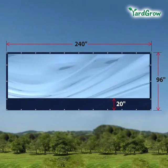 Alt view image 4 of 7 - YardGrow 20'x8' Heavy Duty Clear Tarp Curtain Waterproof Clear PVC Tarp Patio Panel with Grommets for Indoor/Outdoor (Blue)