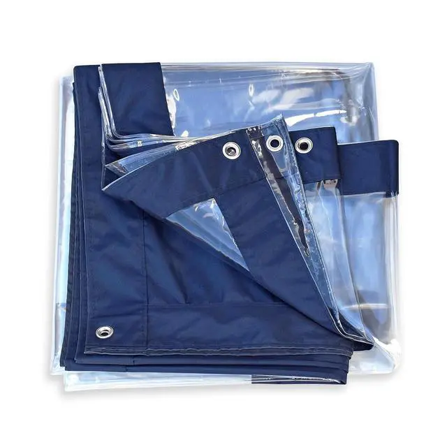 Alt view image 7 of 7 - YardGrow 20'x8' Heavy Duty Clear Tarp Curtain Waterproof Clear PVC Tarp Patio Panel with Grommets for Indoor/Outdoor (Blue)