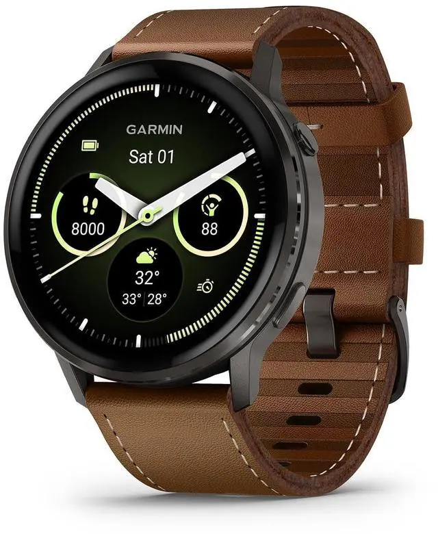 Main image of Garmin Venu® 4, Advanced Fitness Smartwatch, 45mm, Brown Leather | 24/7 Health Monitoring, Advanced Sleep Tracking, Health Status, 80+ Preloaded Sports Apps, Built-In Flashlight