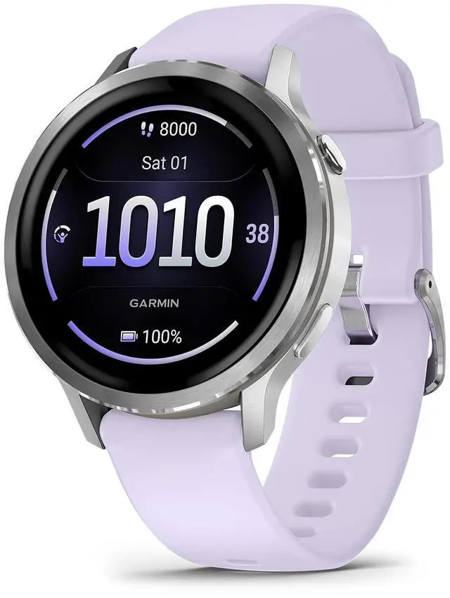 Main image of Garmin Venu® 4, Advanced Fitness Smartwatch, 41mm, Periwinkle Silicone | 24/7 Health Monitoring, Advanced Sleep Tracking, Health Status, 80+ Preloaded Sports Apps, Built-In Flashlight