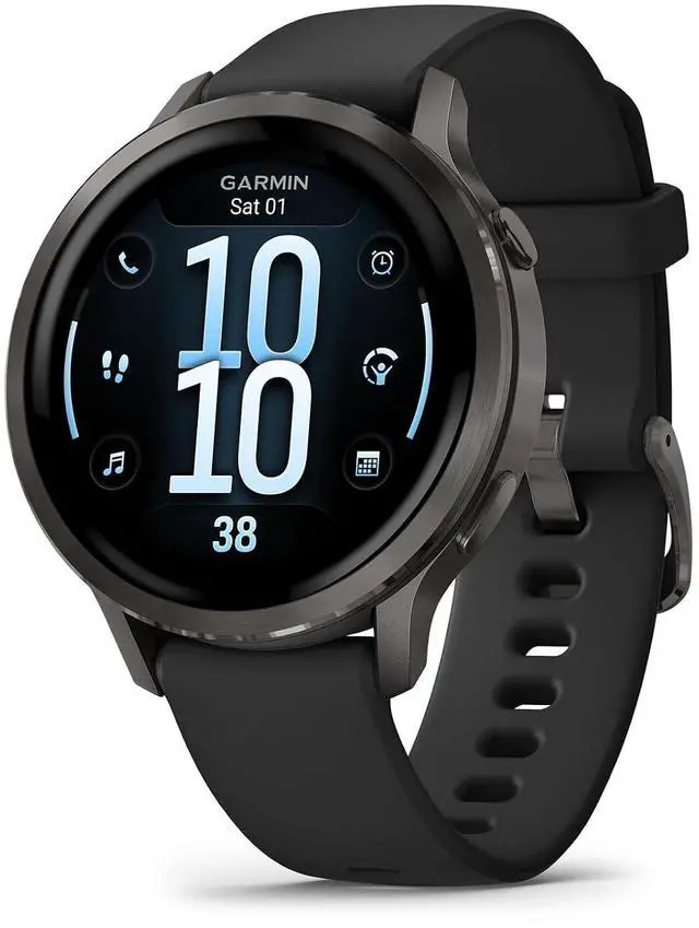 Main image of Garmin Venu® 4, Advanced Fitness Smartwatch, 41mm, Black Silicone | 24/7 Health Monitoring, Advanced Sleep Tracking, Health Status, 80+ Preloaded Sports Apps, Built-In Flashlight