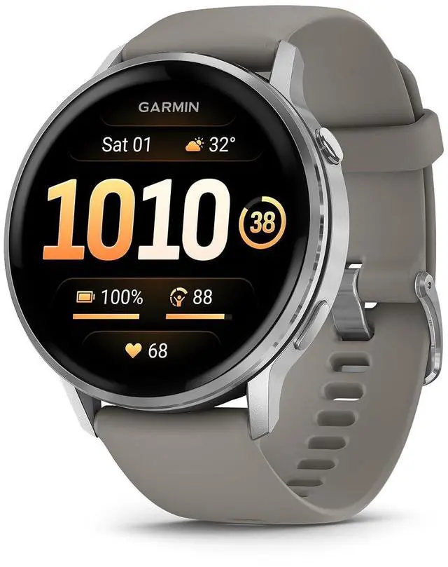 Main image of Garmin Venu® 4, Advanced Fitness Smartwatch, 45mm, Silver Gray Silicone | 24/7 Health Monitoring, Advanced Sleep Tracking, Health Status, 80+ Preloaded Sports Apps, Built-In Flashlight