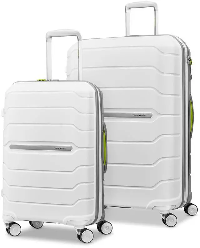 Main image of Samsonite Freeform 2-Piece Luggage Set - Carry-On & Large Checked Luggage with Dual Spinner Wheels - Durable Polypropylene Hardshell - TSA Lock, Airline-Approved - Expandable Hard Shell - White/Grey