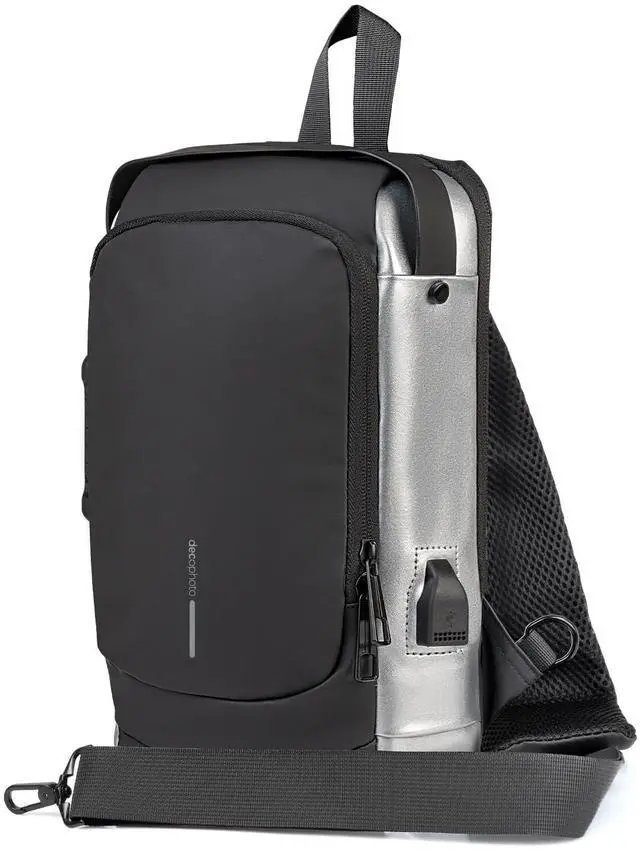 Main image of Sling Backpack with Anti-Theft Combo Zipper Lock, External USB Charging Port, Waterproof Shoulder Bag, Daypack for Men and Women, Black