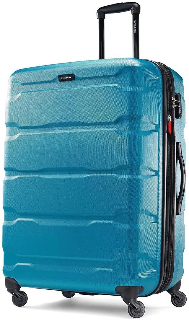 Main image of Samsonite Omni PC Hardside Expandable Luggage with Spinner Wheels, Caribbean Blue, Checked-Large 28-Inch
