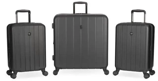 Main image of SwissGear Wanderlust Pro Plus Lightweight Hardside Expandable Luggage Set with Spinner Wheels, Dual Carry-On, Black, 3-Piece Set (19/19/25)