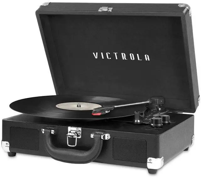 Main image of Victrola Journey - Bluetooth Suitcase Record Player - Black | Built-in stereo speakers, 3-speed turntable plays 7", 10" and 12" records, Bluetooth streaming, headphone jack