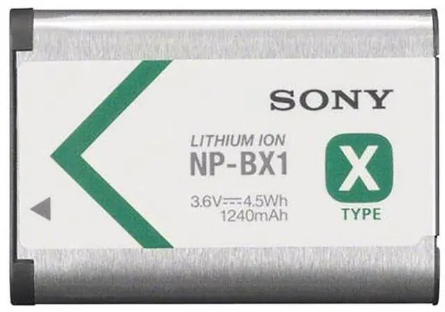 Main image of Sony NP-BX1/M8 Lithium-Ion X Type Battery (Silver) | Rechargeable battery 1240mAh, 5Wh capacity DC 3, 6V output voltage Shoot up to 330 photos or 80