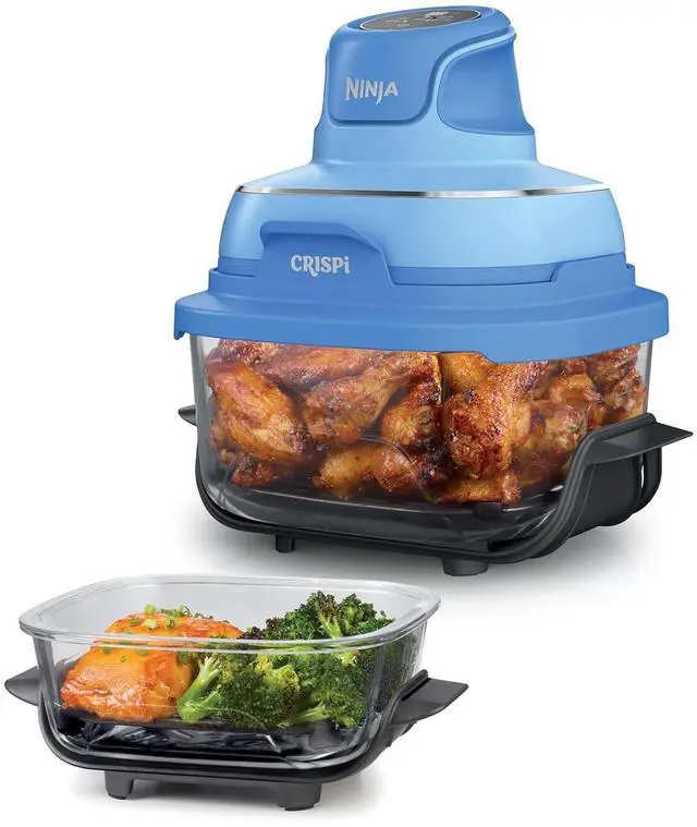 Main image of Ninja Crispi Glass Air Fryer, 4-in-1, Cobalt, FN101BL2 | Max crisp, bake, air fry, recrisp, 450F max, 4 Qt and 6 Cup containers, PFAS-free glass