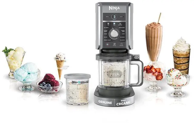 Main image of Ninja CREAMi XL Deluxe 11-in-1 Ice Cream & Frozen Treat Maker, NC501 | Ninja® CREAMi® XL Deluxe turns almost anything into ice cream, sorbet & gelato, with 24 oz. XL Tubs for the whole family.