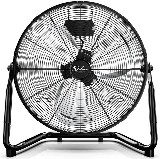 Main image of Simple Deluxe Comfort Zone Cradle Floor Fan, 12 Inch 3-Speed High Velocity, 230 Degree Adjustable Tilt, All-Metal, Carry Handle, Rubber Feet,Ideal for Home, Bedroom & Office, Black