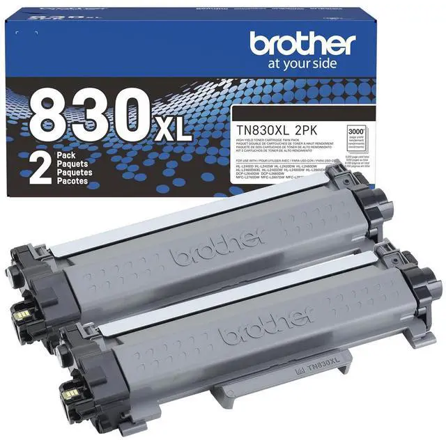 Main image of Brother Genuine TN830XL 2PK Black High Yield Printer Toner Cartridge 2-Pack Print up to 3,000 Pages Each(1) | Prints up to 3,000 pages each