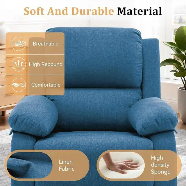 Alt view image 7 of 7 - Korser Recliner Chair, 360 Swivel Rocker Chair for Adults, Small Rocking Recliner for Small Spaces, Upholstered Fabric Glider Recliner Nursery