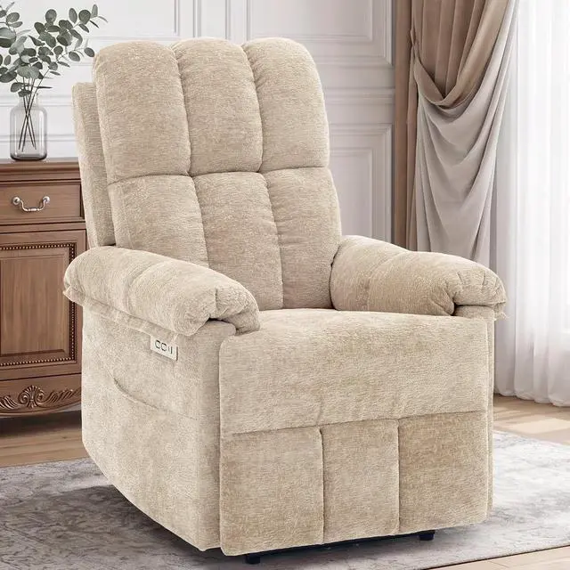 Main image of Korser Power Recliner Chair, Electric Recliners for Adults, Small Recliners for Small Spaces, Upholstered Recliner with USB & Type-C Charging Ports, Nursery Chair for Living Room, Chenille, Khaki