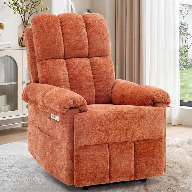 Main image of Korser Power Recliner Chair, Electric Recliners for Adults, Small Recliners for Small Spaces, Upholstered Recliner with USB & Type-C Charging Ports, Nursery Chair for Living Room, Chenille, Orange
