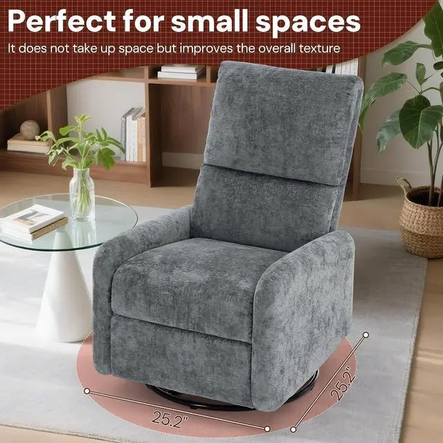 Alt view image 7 of 7 - Korser 360° Rocking Chair, Nursery Rocker Chair with Side Pockets, Glider Nursing Chair with Steel Structure Base, Small Chair for Small Spaces, Chenille Swivel Accent Chairs for Living Room, Nursing