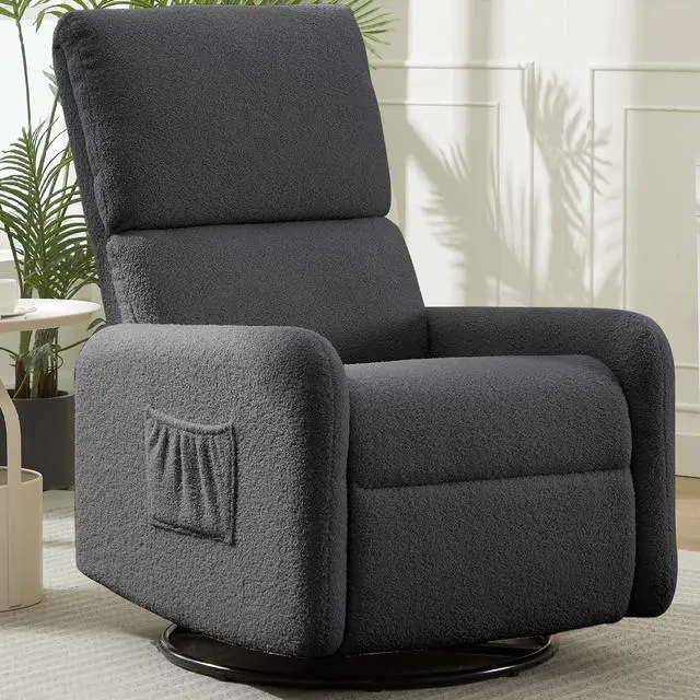 Main image of Korser Recliner Chair, Nursery Rocker Chair with Side Pockets, Small Recliners for Small Spaces, Swivel Rocker Recliner Chair for Adults, Sherpa Swivel Accent Chairs for Living Room, Nursing
