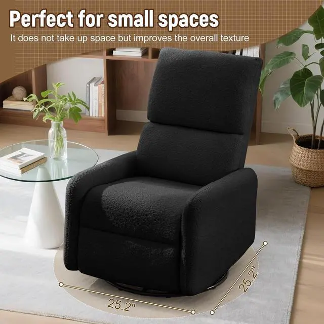 Alt view image 7 of 7 - Korser Recliner Chair, Nursery Rocker Chair with Side Pockets, Small Recliners for Small Spaces, Swivel Rocker Recliner Chair for Adults, Sherpa Swivel Accent Chairs for Living Room, Nursing
