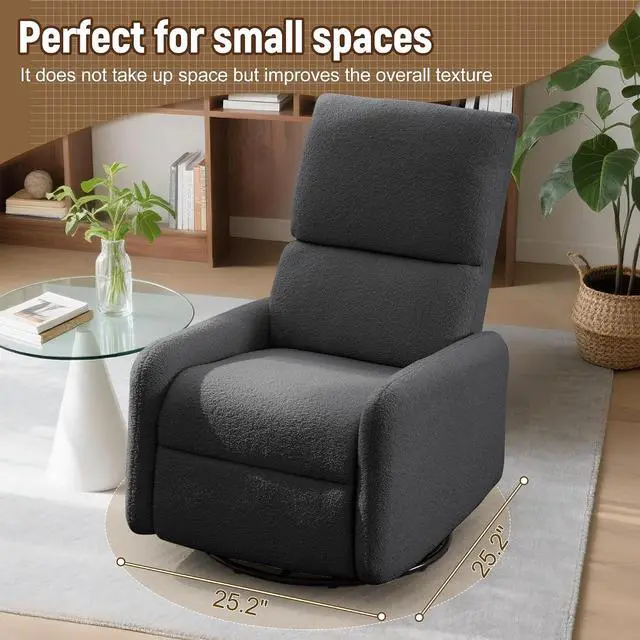 Alt view image 7 of 7 - Korser Recliner Chair, Nursery Rocker Chair with Side Pockets, Small Recliners for Small Spaces, Swivel Rocker Recliner Chair for Adults, Sherpa Swivel Accent Chairs for Living Room, Nursing