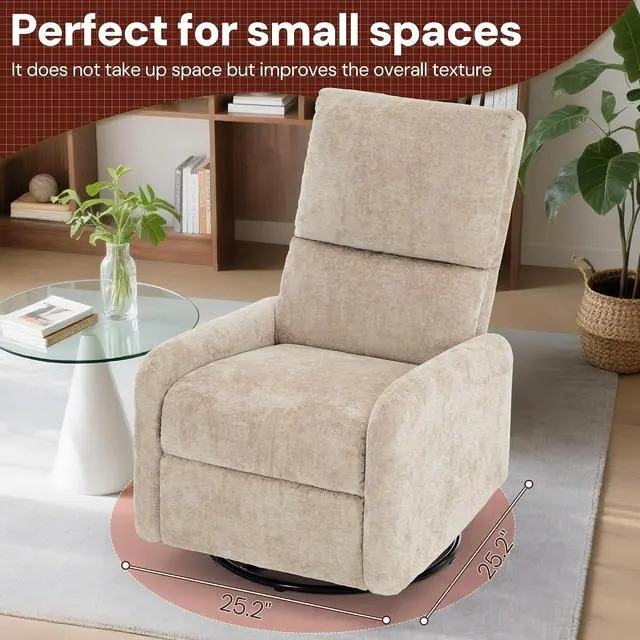 Alt view image 7 of 7 - Korser 360° Rocking Chair, Nursery Rocker Chair with Side Pockets, Glider Nursing Chair with Steel Structure Base, Small Chair for Small Spaces, Chenille Swivel Accent Chairs for Living Room, Nursing